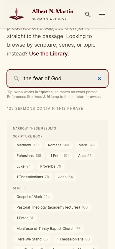 Full-text search on a phone.