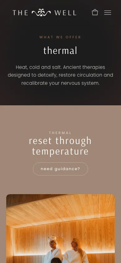 A treatment detail page on a phone — a thermal treatment page rendered mobile-first.